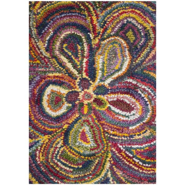 Flowers First 4 x 6 ft. Fiesta Shag Power Loomed Rug, Multi Color - Small Rectangle FL1868152 - main